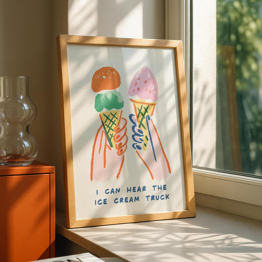Ice cream Gelato Print - Funny Kitchen Poster - Colourful Food Poster Art - Funny Food