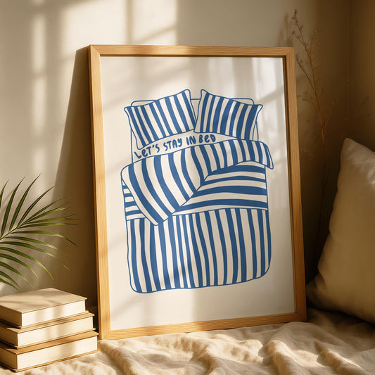 Stay in bed - Bedroom Print - Minimalist Art - Bedroom Sketch Poster