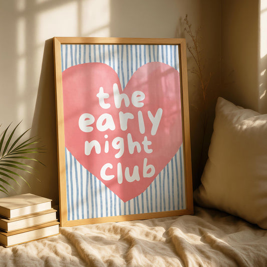 Blue Bedroom Print - Early Night Print - Above Bed Poster - Funny bedroom Decor