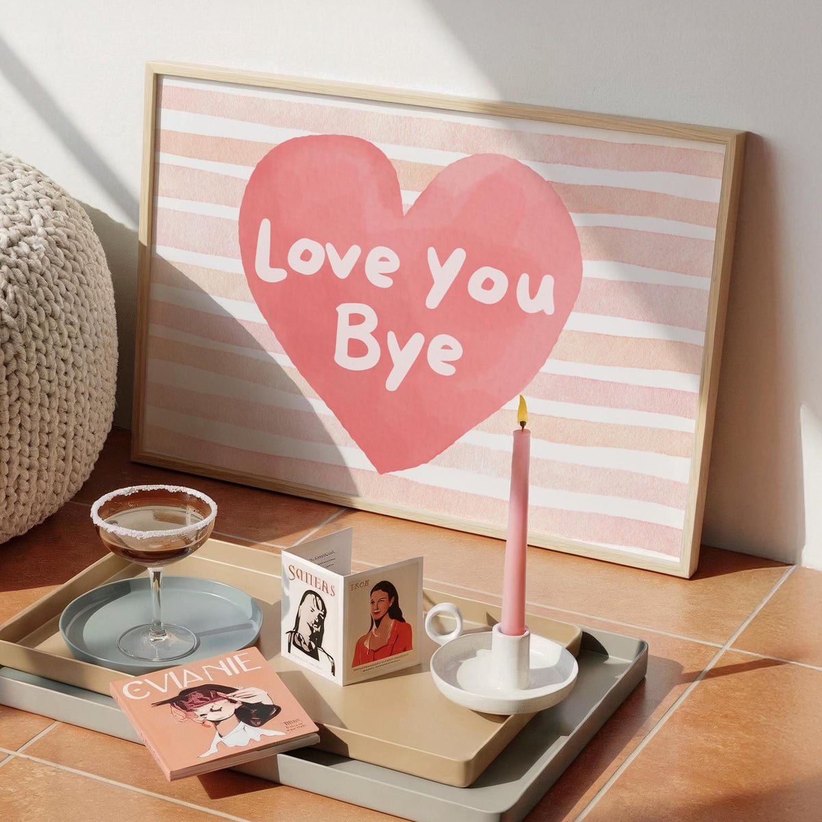 Love you bye - love quotes - typography Hallway Art - minimalist wall art - cute art