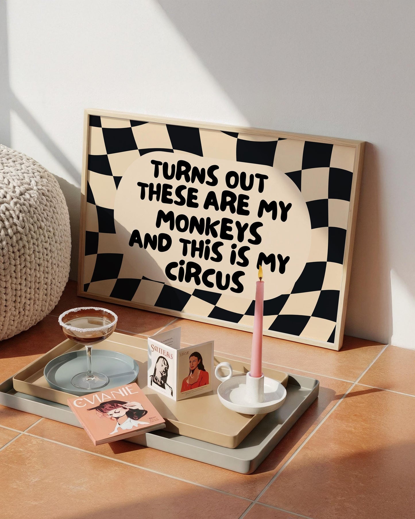 Funny Wall Art Print - Family Prints - Checkered Poster - Alternative Home Decor - Unwelcome Sign - Landscape