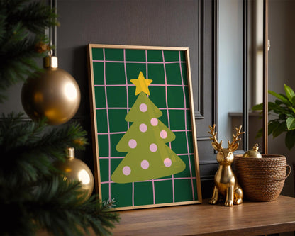 Christmas Tree Wall Art Print - Dopamine Christmas- Festive Prints - Fun Xmas Decor - Christmas Poster