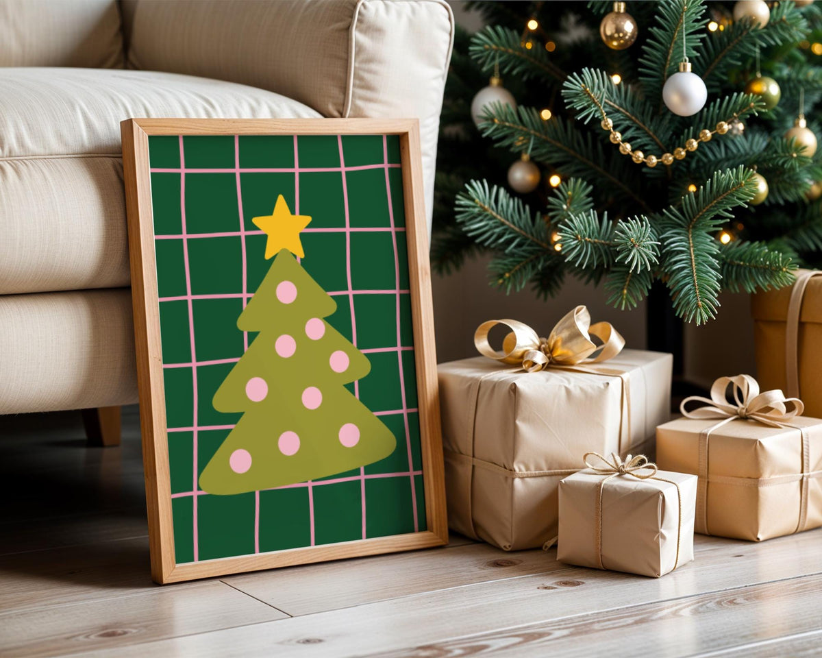 Christmas Tree Wall Art Print - Dopamine Christmas- Festive Prints - Fun Xmas Decor - Christmas Poster