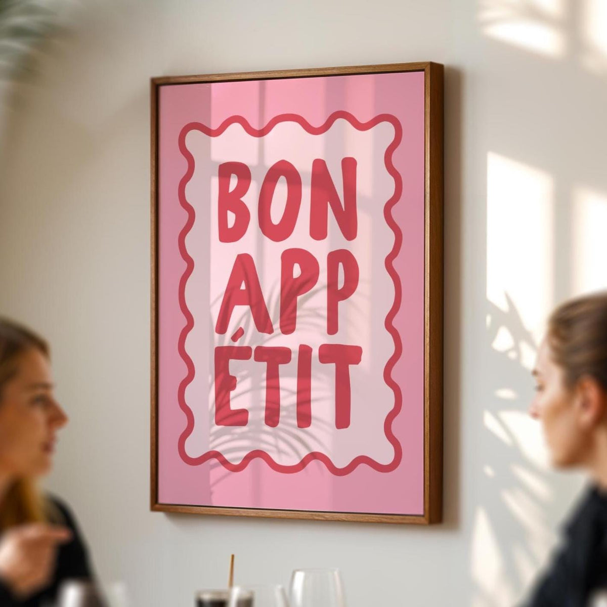 Bon Appetit Art - Kitchen Print - Typography Art - Pink Quotes - Colourful Kitchen Decor