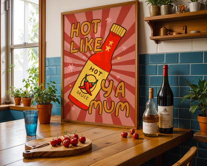 Hot Sauce Kitchen Print - Colourful Dining Room Poster - Funny wall art