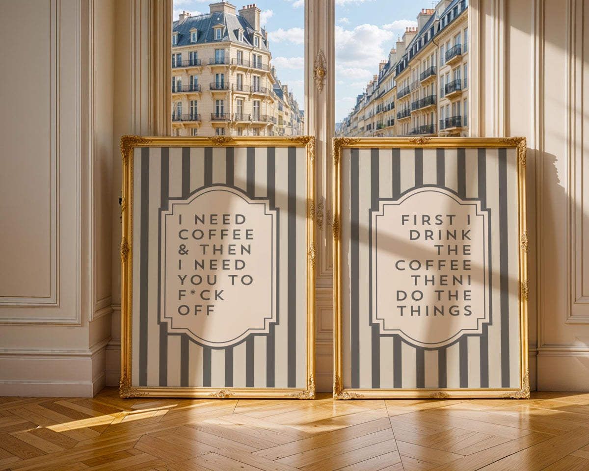 Set of 2 Coffee prints - Sweary Prints - Kitchen home decor - Cafe wall art