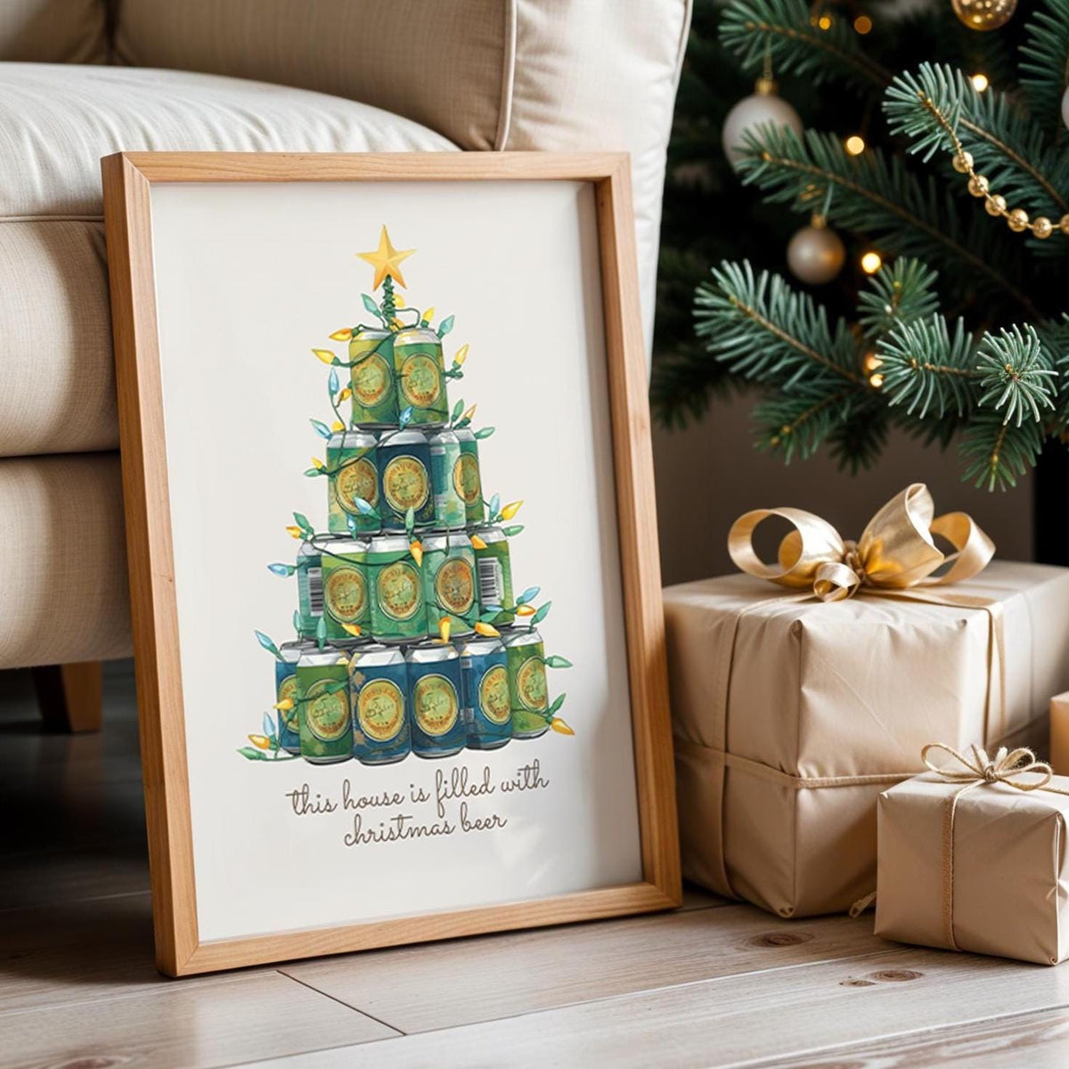 Xmas Beer Adult Wall Art Print - Funny Xmas Decor - Christmas Poster - Christmas Home Decor - christmas beer