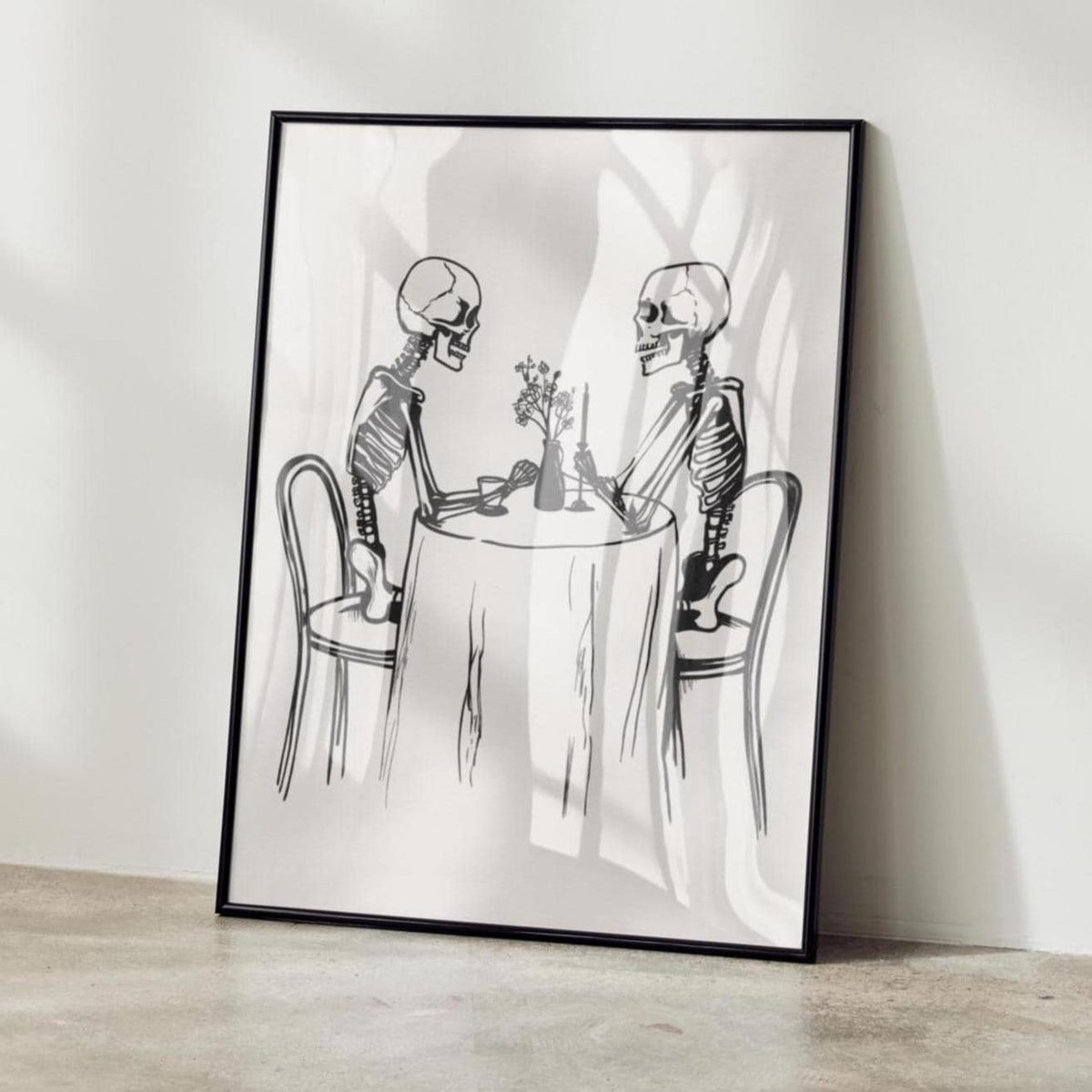 Skeleton Art Print | Gothic Emo Decor | Kitchen Wall Poster | Quirky Home Poster