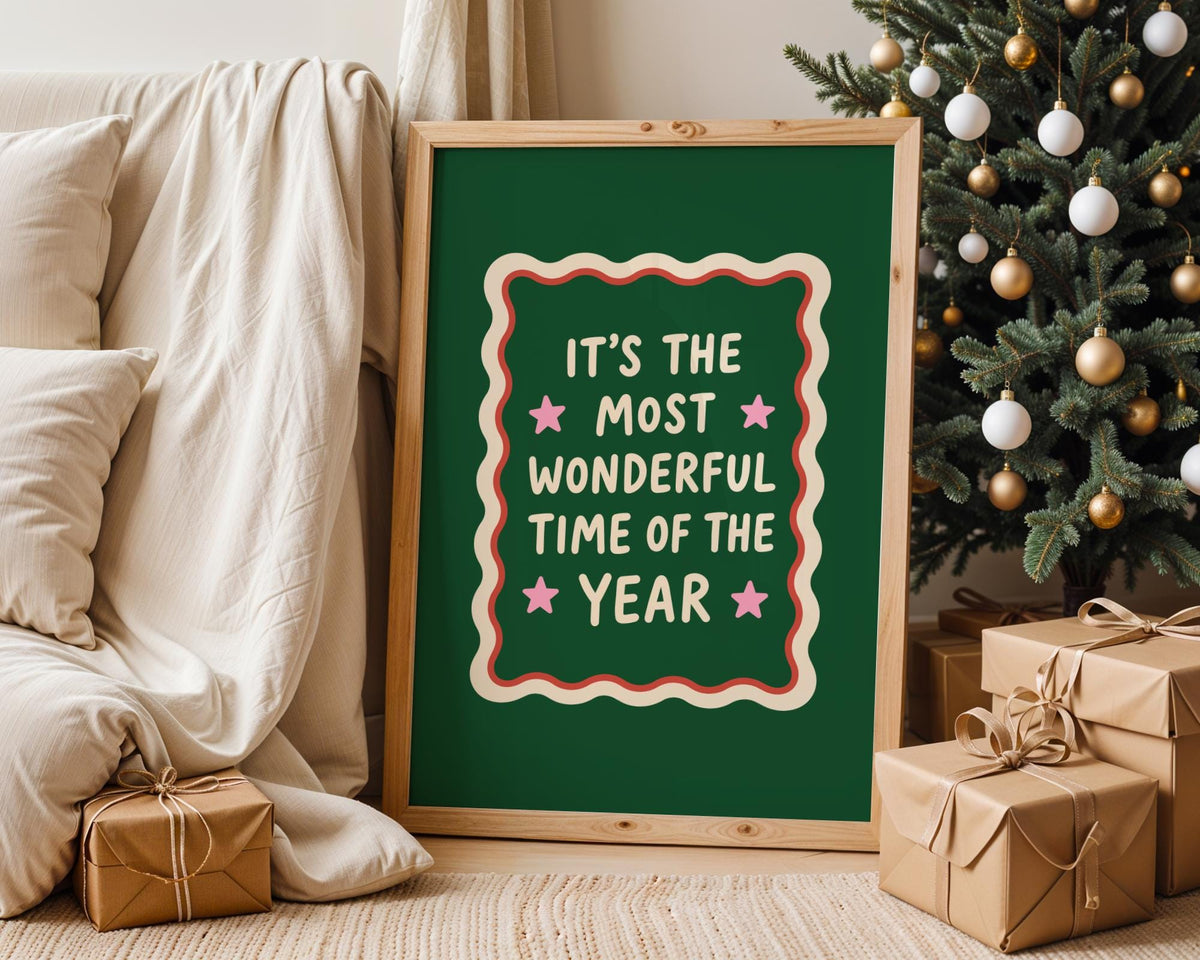 Wonderful time of the year Wall Art Print - Dopamine Christmas- Festive Prints - Fun Xmas Decor - Christmas Poster
