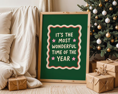 Wonderful time of the year Wall Art Print - Dopamine Christmas- Festive Prints - Fun Xmas Decor - Christmas Poster