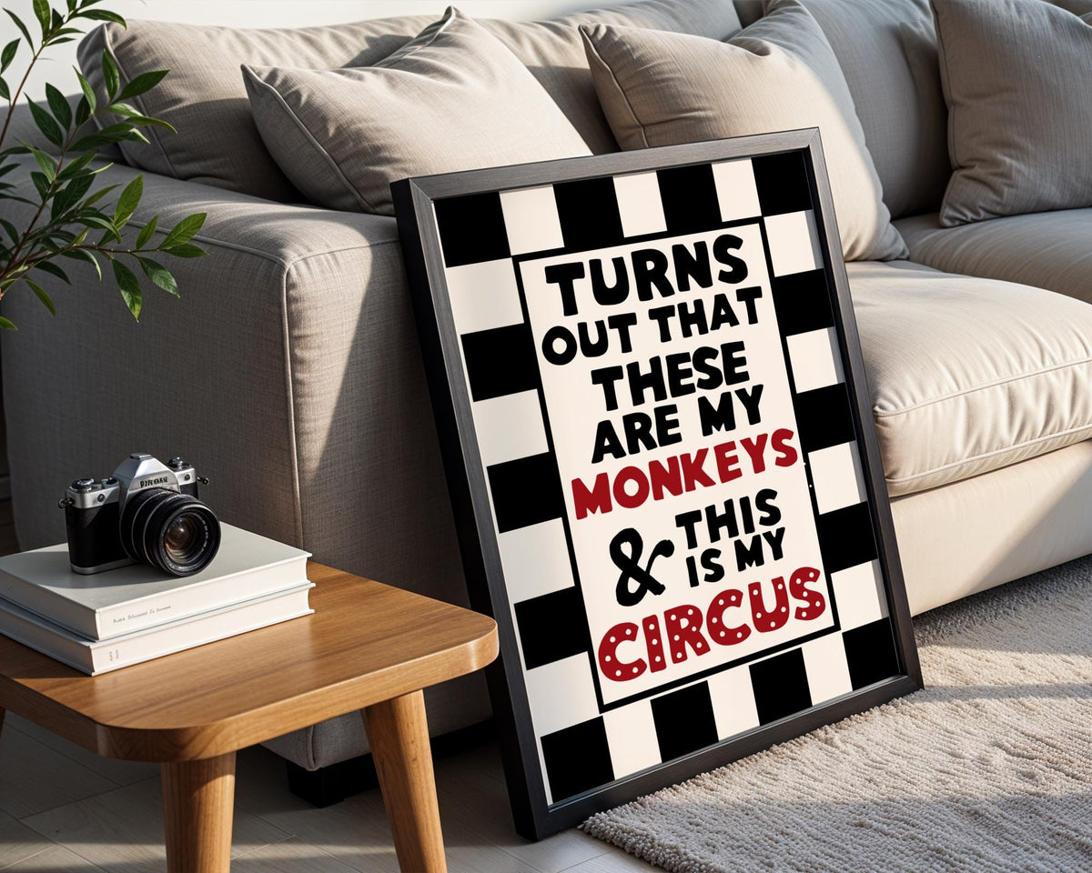 Funny Wall Art Print - Family Prints - Checkered Poster - Alternative Home Decor - Unwelcome Sign - Hallway