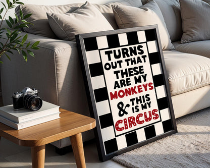 Funny Wall Art Print - Family Prints - Checkered Poster - Alternative Home Decor - Unwelcome Sign - Hallway