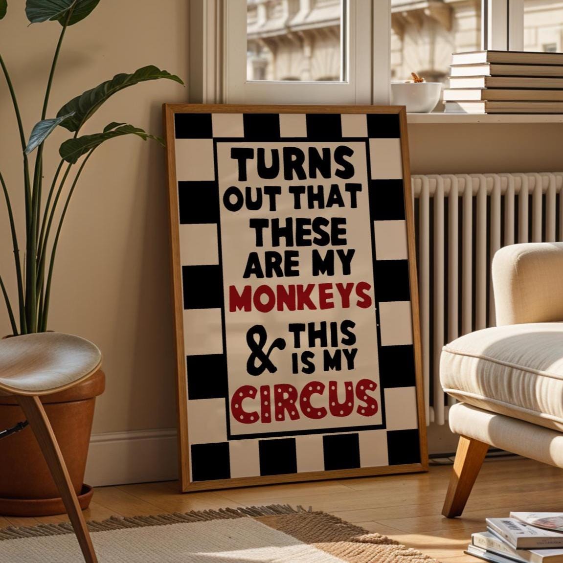 Funny Wall Art Print - Family Prints - Checkered Poster - Alternative Home Decor - Unwelcome Sign - Hallway