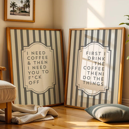 Set of 2 Coffee prints - Sweary Prints - Kitchen home decor - Cafe wall art