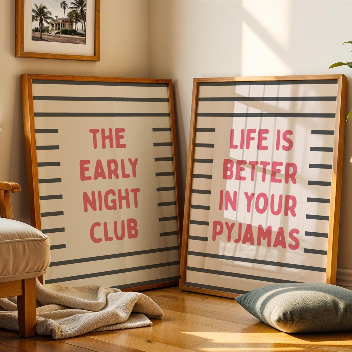 Set of 2 bedroom prints | Pyjama Poster | Early night club