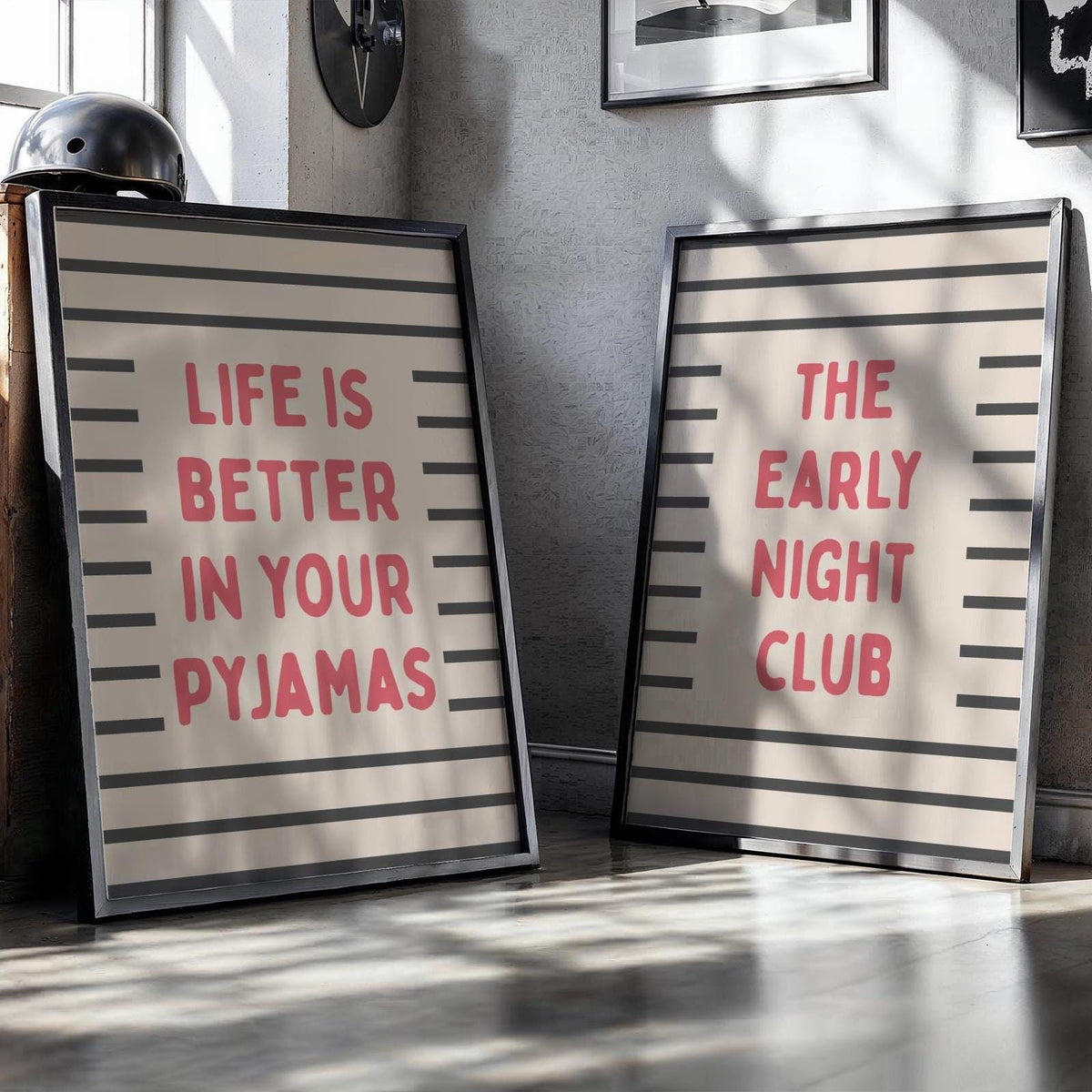 Set of 2 bedroom prints | Pyjama Poster | Early night club