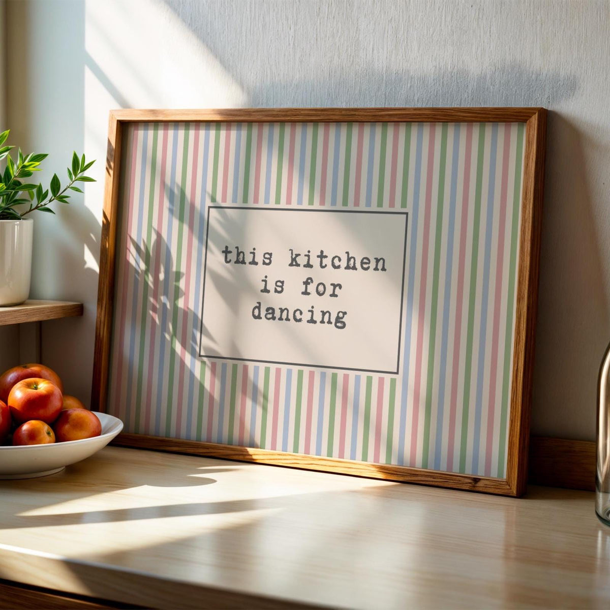 Kitchen Decor | This Kitchen is for Dancing | Stripy Art | Eclectic Poster | Bright Decor