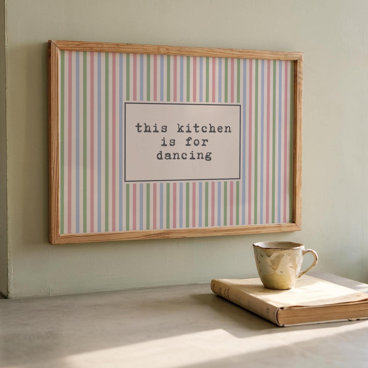 Kitchen Decor | This Kitchen is for Dancing | Stripy Art | Eclectic Poster | Bright Decor