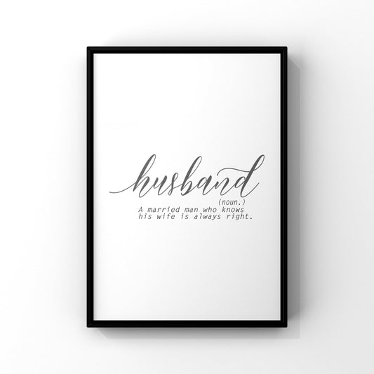 Set of 2 Husband and Wife Definition prints