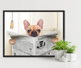 Load image into Gallery viewer, Fawn French Bulldog on the toilet
