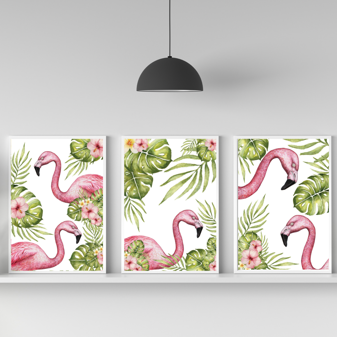 Set of 3 flamingo prints