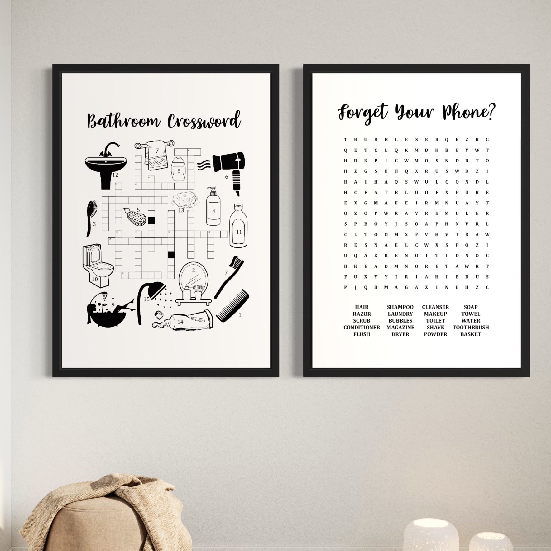 Set of 2 bathroom prints