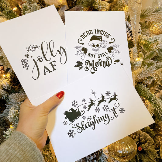 Set of 3 B&W Christmas Prints